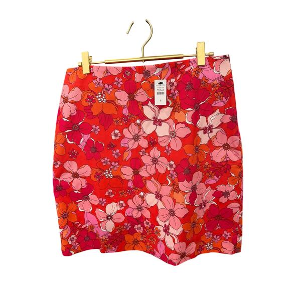 Talbots Dresses & Skirts - TALBOTS Red Floral Canvas A-Line Skirt NWT 8 Pink Orange